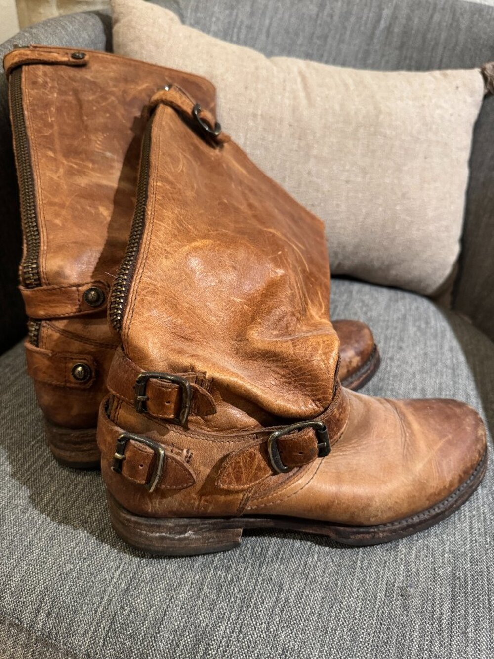 Frye Engineer Harness Boots Brown Leather Sz 9.5